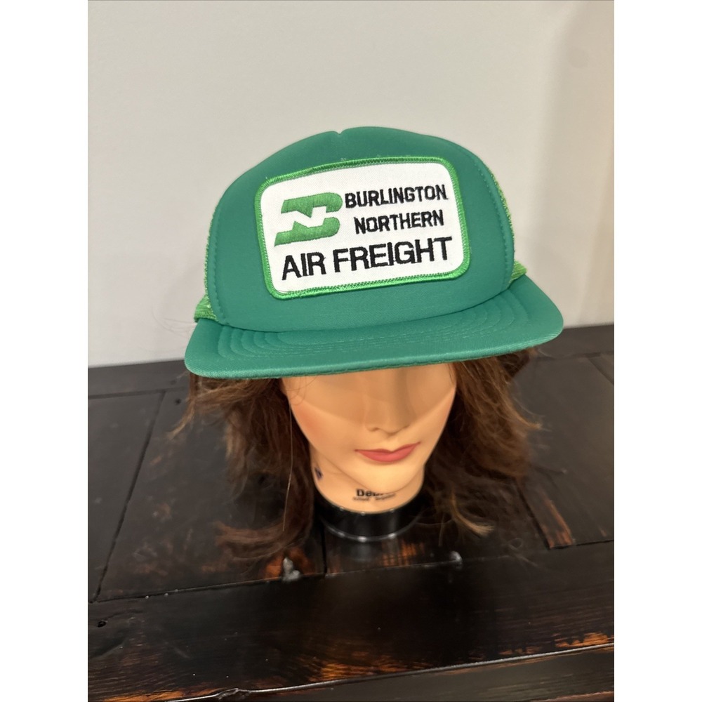Burlington Northern Air Freight Vintage Snapback Mesh Patch "Trucker" Hat Cap‎
